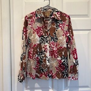 Gold Label Investments Patterned Button Up Blouse 100% Cotton - Size 14 Petite